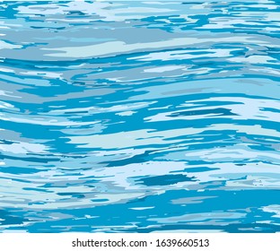Texture of water for decorative design. Summer vector illustration. Blue background. Water background. Design element. Motion vector illustration. Liquid texture. Ocean, sea.