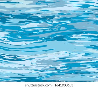 Texture of water for decorative design. Summer vector illustration. Blue background. Water background. Design element. Motion vector illustration. Liquid texture. Ocean, sea.