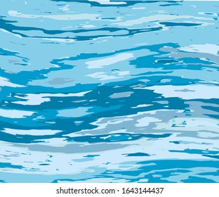 Texture of water for decorative design. Summer vector illustration. Blue background. Water background. Design element. Motion vector illustration. Liquid texture. Ocean, sea.