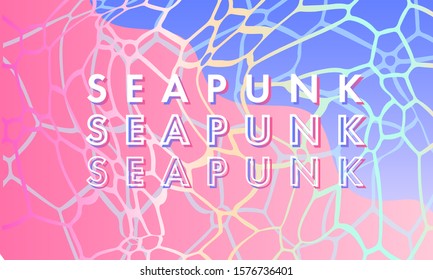 Texture of water surface at overhead view. Swimming pool bottom caustics ripple and flow with waves. Abstract background in vaporwave, seapunk, synthpop style.