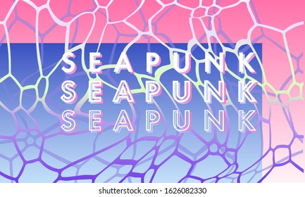 Texture of water surface at overhead view. Swimming pool bottom caustics ripple and flow with waves. Abstract retrofuturistic background in vaporwave, seapunk, synthpop style.