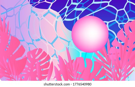 Texture of water surface at overhead view. Swimming pool bottom caustics ripple and flow with waves. Abstract retrofuturistic background in vaporwave, seapunk, synthpop style.