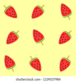 texture with watermelon patterns on yellow background, vector illustration