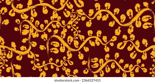 Ramas onduladas de textura, trazos de pincel. Para el diseño, impresión, papel pintado, papel, textiles. Patrón transparente que se solapa con el vector.