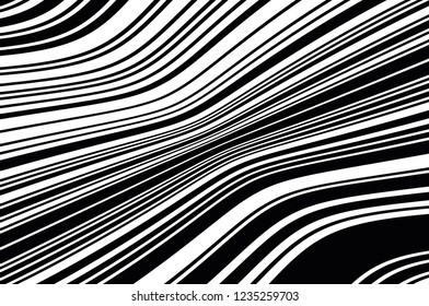 Texture with wavy, curves lines. Optical art background. Abstract pattern. Digital image with a psychedelic stripes. Vector illustration  