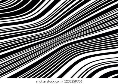 Texture with wavy, curves lines. Optical art background. Abstract pattern. Digital image with a psychedelic stripes. Vector illustration  