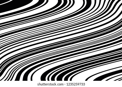 Texture with wavy, curves lines. Optical art background. Abstract pattern. Digital image with a psychedelic stripes. Vector illustration  