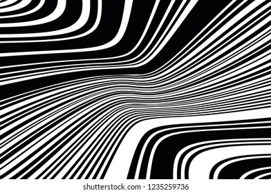 Texture with wavy, curves lines. Optical art background. Abstract pattern. Digital image with a psychedelic stripes. Vector illustration  