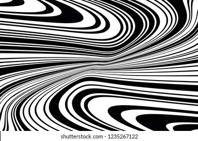 Texture with wavy, curves lines. Optical art background. Abstract pattern. Digital image with a psychedelic stripes. Vector illustration  
