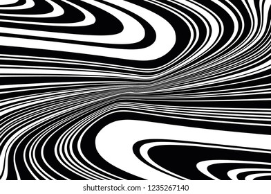 Texture with wavy, curves lines. Optical art background. Abstract pattern. Digital image with a psychedelic stripes. Vector illustration  