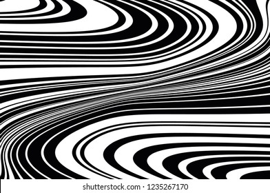 Texture with wavy, curves lines. Optical art background. Abstract pattern. Digital image with a psychedelic stripes. Vector illustration  