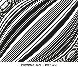 Texture with wavy, curves lines. Optical art background. Wave design black and white. Digital image with a psychedelic stripes. Vector illustration