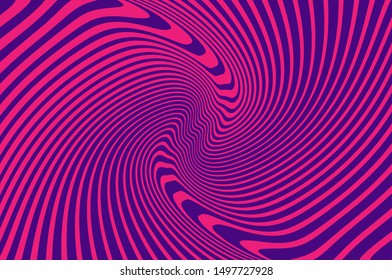 Texture with wavy, curves lines. Optical art background. Wave design pink and purple color. Digital image with a psychedelic stripes. Vector illustration  