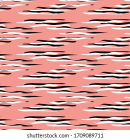 Texture wavy lines, stains, surface, water seamless vector pattern. Peachy background.