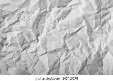 Texture of white crumpled paper full frame
