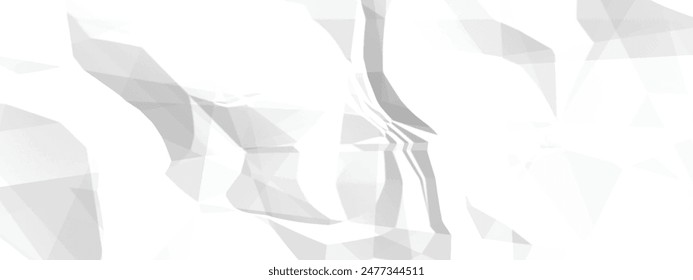 The texture of white paper is crumpled. Crumpled white sheet of worn paper, vector template retro texture overlay. White crumpled paper background and texture, Wrinkled creased paper white abstract. 	