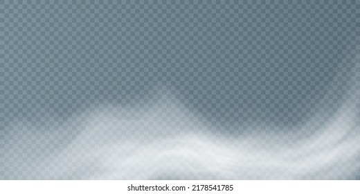 Texture of white smoke on a transparent background. Steam, Smoke, Fog, Clouds special effect. Vector isolated smoke PNG.