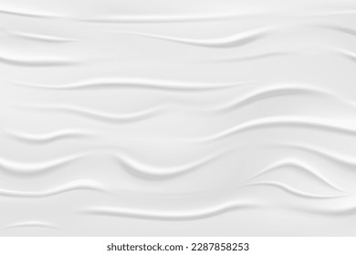 Texture white with wet paper effect, gray background for web design. Old cardboard cover template with folds and crumpled elements, vector illustration.