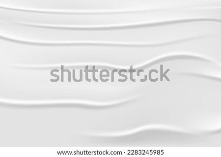 Texture white with wet paper effect, gray background for web design. Old cardboard cover template with folds and crumpled elements, vector illustration.