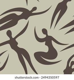 Texture of a woman's silhouettes. Vector seamless pattern with female figures for your contemporary design. 