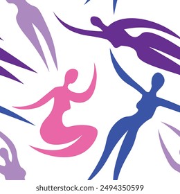 Texture of a woman's silhouettes. Vector seamless pattern with female figures for your contemporary design. 