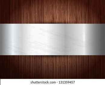 Texture of wood with silver panel.