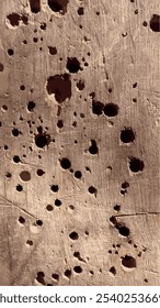 Texture of a wooden board with holes. Vector.