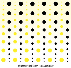 Texture of yellow and black balls of different sizes are arrayed in line