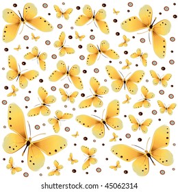 Texture of yellow butterflies group