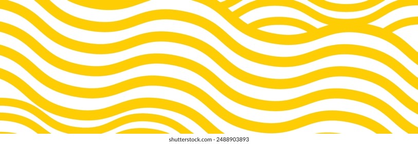 Texture of yellow instant noodles  pasta and spaghetti with geometric wavy lines. 