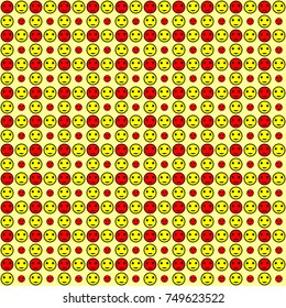 Texture (yellow and red smile) on a yellow background