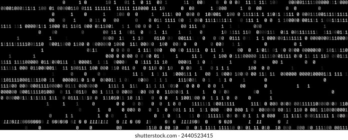 Texture from Zeroes and Ones, Binary Machine Code Background. Random Parts of Program Code. Digital Data Flowing Technology Concept. Random Data Matrix Vector Illustration.