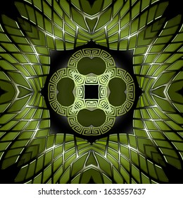 Textured 3d greek vector seamless pattern. Ornamental modern grunge background. Trendy repeat surface backdrop. Geometric luxury design. Greek key meanders abstract ornaments. Ornate endless texture.