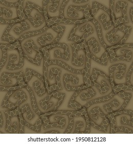 Textured 3d seamless pattern. Grunge ornamental vector background. Greek tribal ethnic style symbols and signs. Repeat surface dirty backdrop. Rough grungy modern ornaments. Trendy ornate design.
