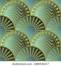 Textured abstract background in green color with golden yellow lines