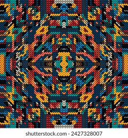 Textured abstract colorful dashed lines seamless pattern. Ornamental geometric grunge vector background. Modern hatches ornaments. Embroidery style design. Trendy grungy moire dashed line texture.