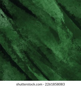 Textured abstract dark green colored empty copy space brush stroke vector background isolated on square template for social media template, paper and textile scarf print, wrapping paper, poster.