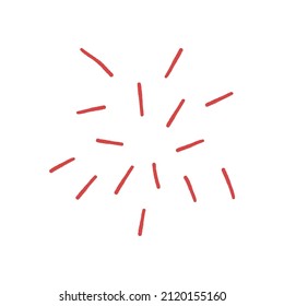 Textured abstract firework, flat vector illustration isolated on white background. Concept of celebration of New Year, birthday or anniversary.