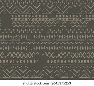Textured abstract geo printable seamless pattern. Trendy tribal pattern with triangles lines and circles; backdrop for textile, home decor, banner, gift wrapping, carpet and rugs. Vector illustration.