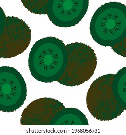 Textured abstract kiwi pattern with a clipping mask in modern style.  Isolated stock vector illustration. Bright kiwi fruit on a white background.