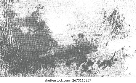 Un patrón abstracto texturizado con tonos grises y blancos, con una mezcla de puntos y líneas.