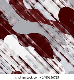 Textured abstract seamless pattern with wave elements and diagonal dots.