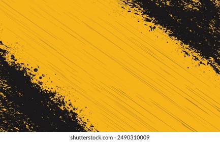 Fondo negro amarillo abstracto texturizado con pinceladas de grunge