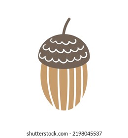 textured acorn in a flat style. vector illustration
