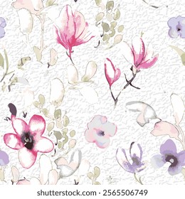 textured allover flowers and leaf pattern with background
