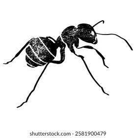 Textured ant silhouette shadow perfect vector illustration