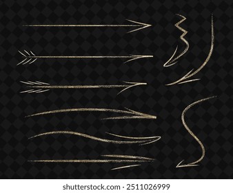 Textured arrows in gold, a magnificent set.