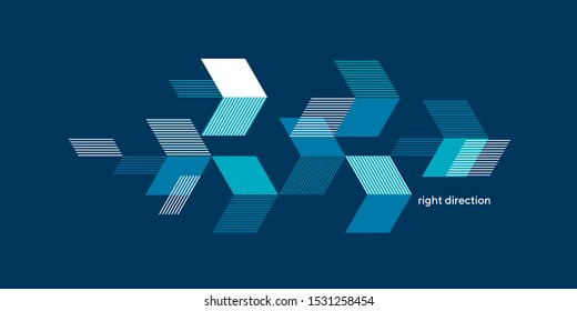 Textured arrows on blue background geometric composition for card, header, invitation, poster, social media, post publication. Concept sport dynamic design. 
