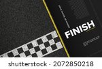 Textured asphalt with finishing line vector illustration. Auto racing grand prix championship background template.