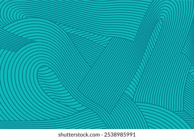 Textured background of abstract irregular tosca blue color curved lines. seamless geometric pattern design for certificates, invitations, textiles, clothing, covers and more.
